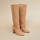 High boots with square heel camel