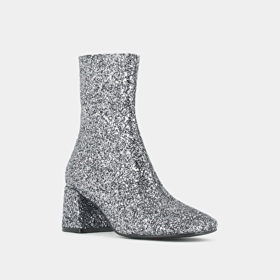 Heeled boots in anthracite glitter