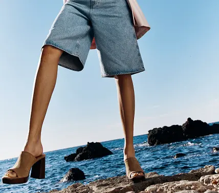 Open-toe heeled mules in tobacco split leather | BEATRICE | Jonak