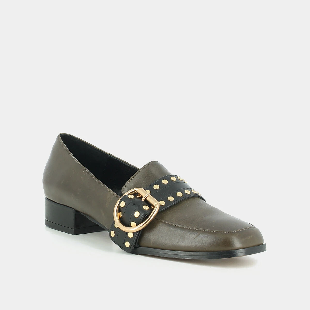 Low-heeled khaki leather moccasins | CRUISE