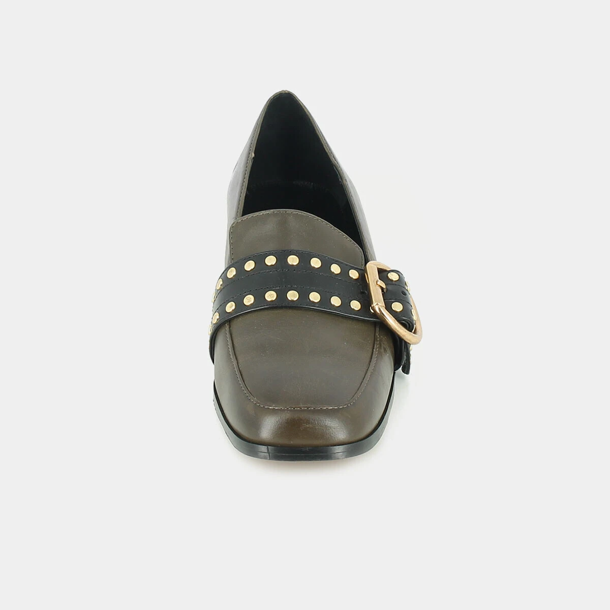 Low-heeled khaki leather moccasins | CRUISE