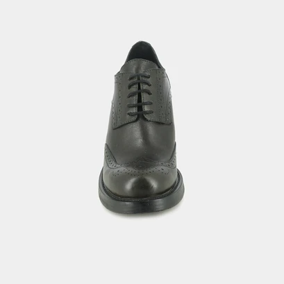 High-heeled khaki leather derbies | erika