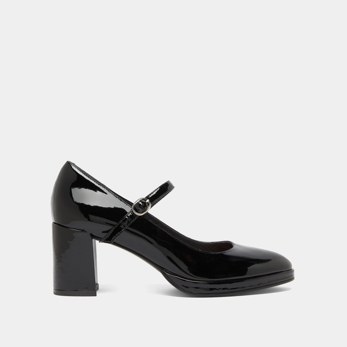 Heeled Mary Jane in black patent | DEBRE
