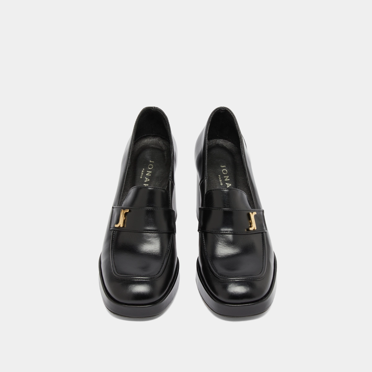 Monogrammed loafers in black leather | VIOLON