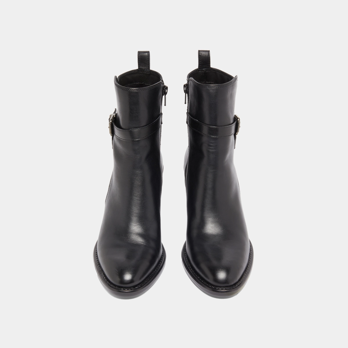Heeled ankle boots and buckles in black leather | CAJOU