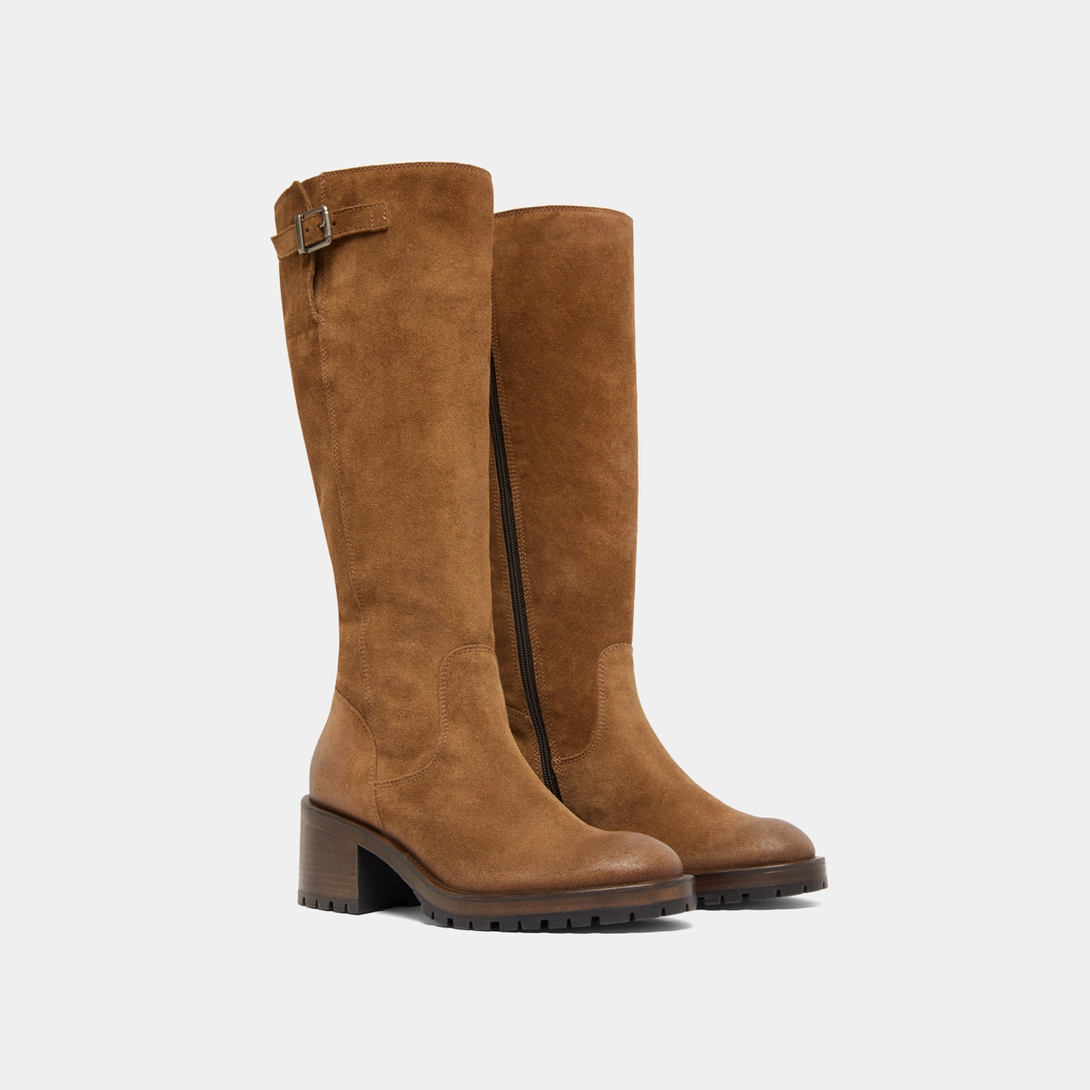 Boots with notched soles in taupe suede | CECILIEN