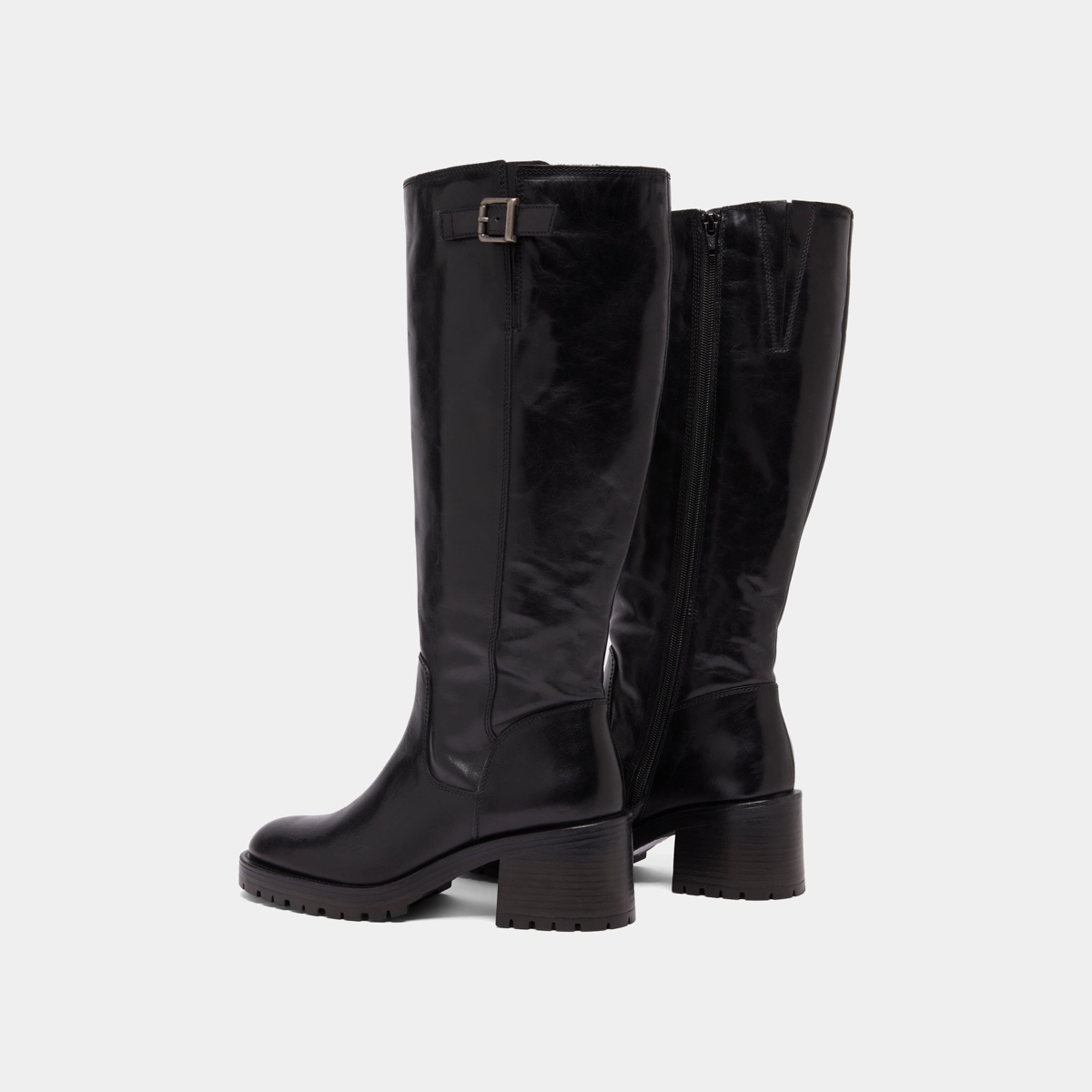 Boots with notched soles in black leather | CECILIEN