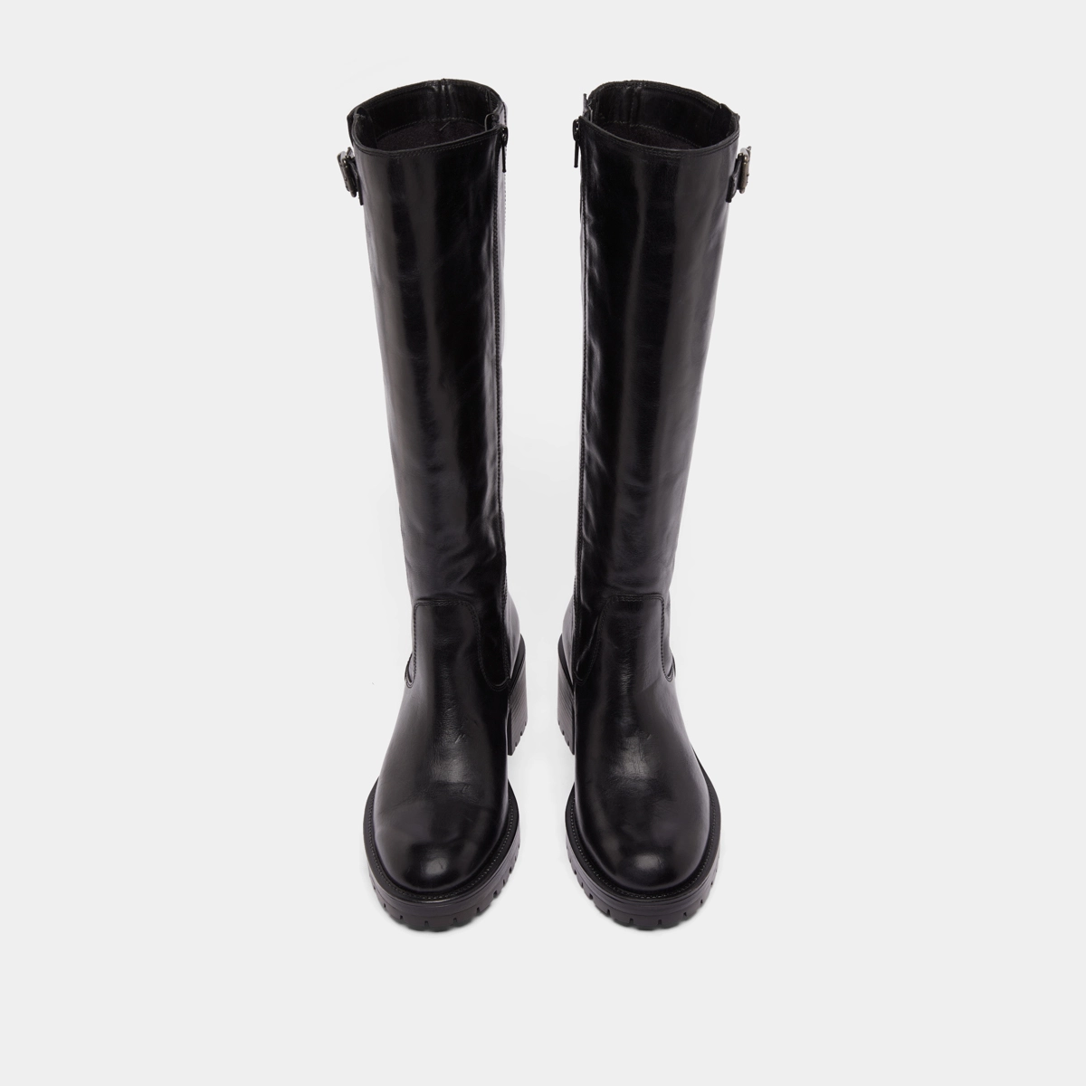 Boots with notched soles in black leather | CECILIEN