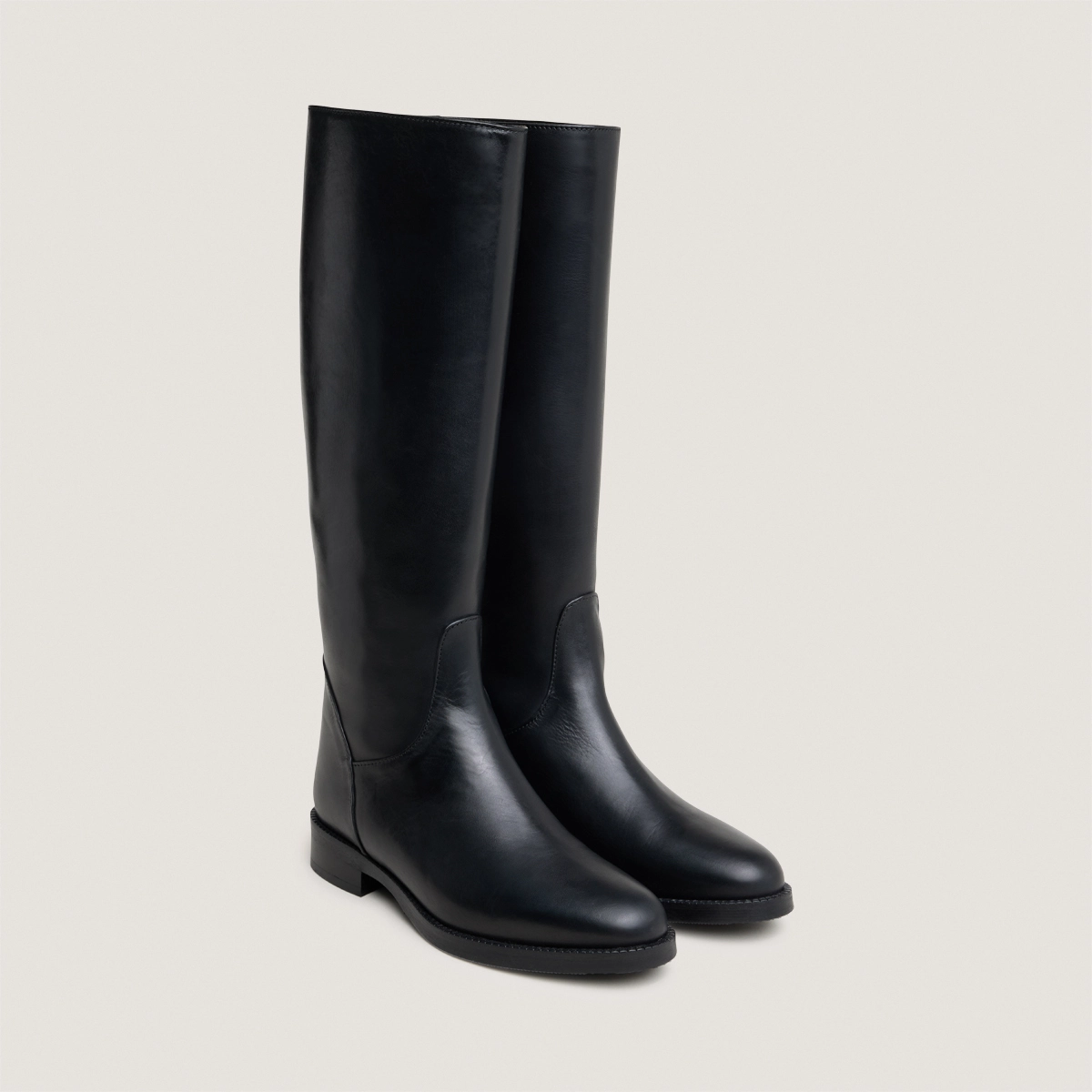 High boots in black leather | FLEUR