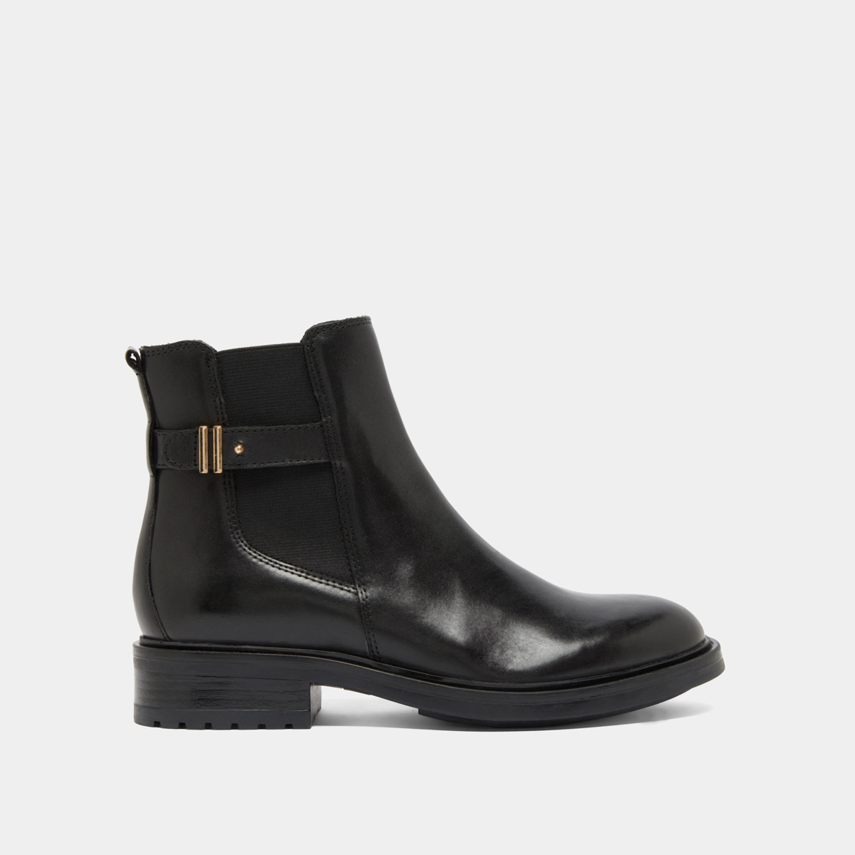 Lowboots with notched heels in black leather | GABIN