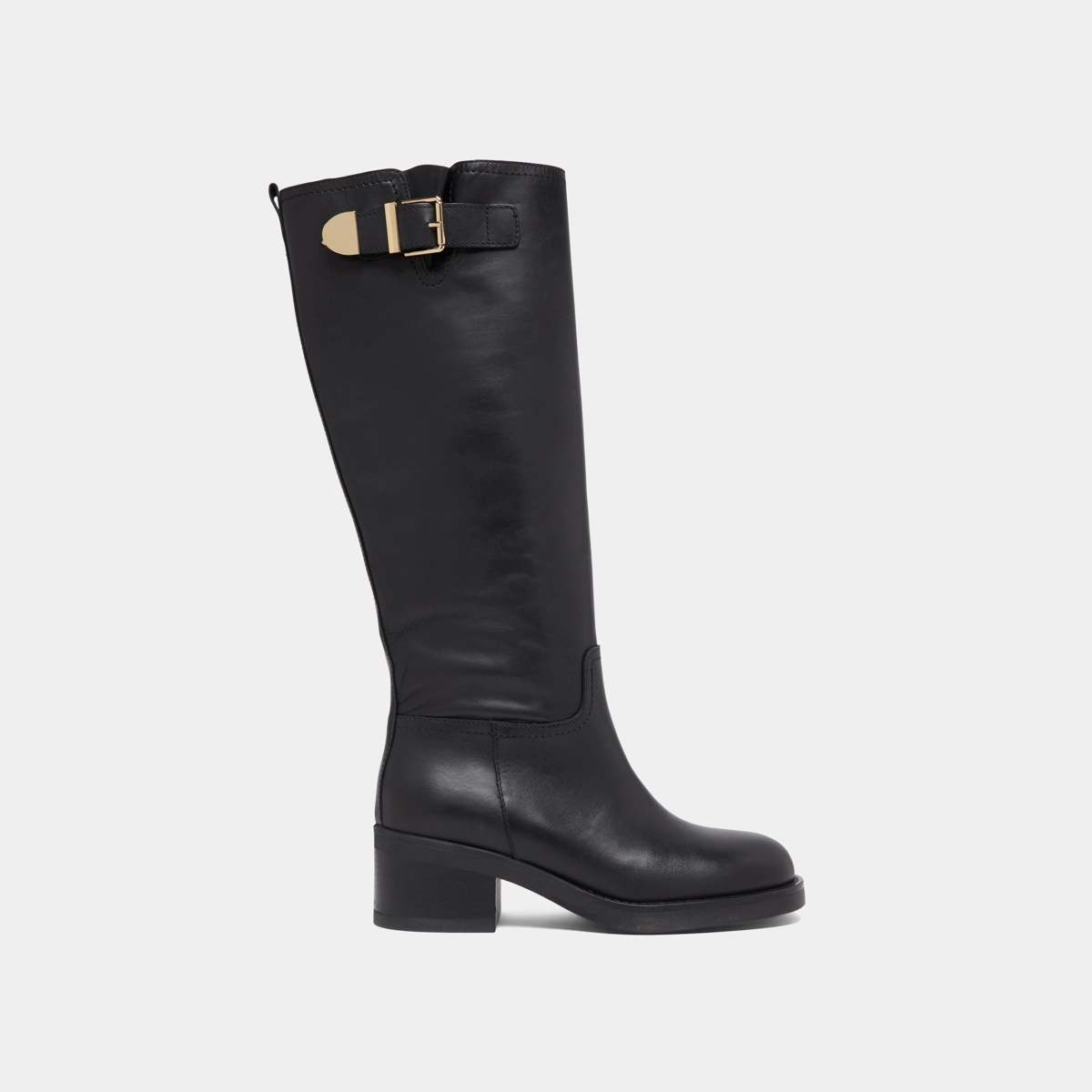 High boots with buckles in black leather | IRENA