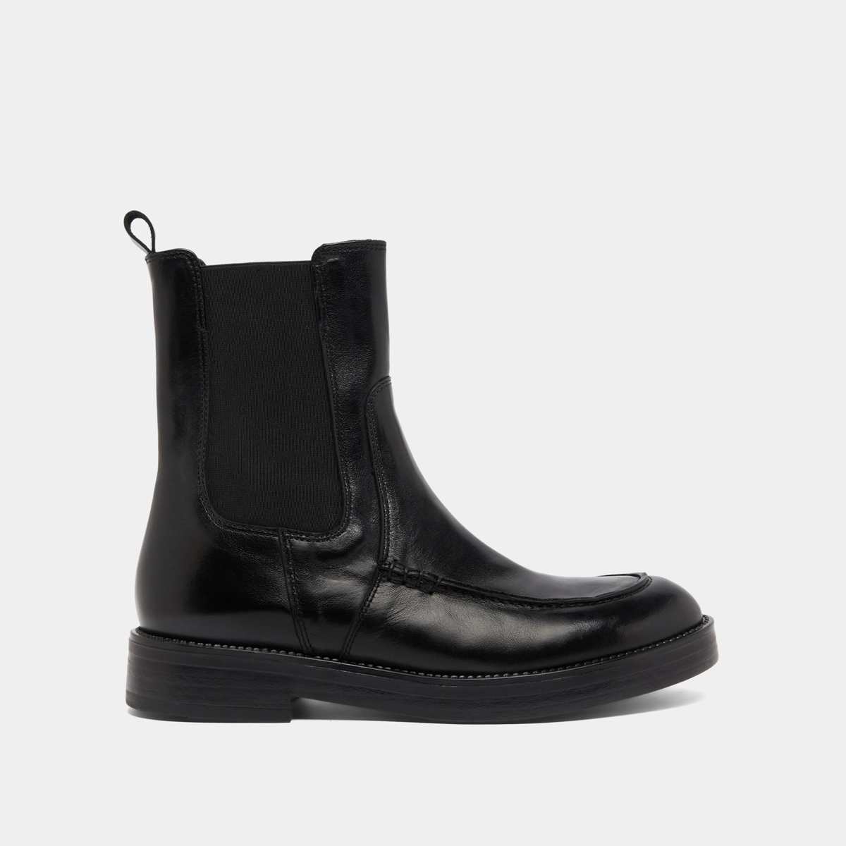 Lowboots with elastics in black leather | ALLAN