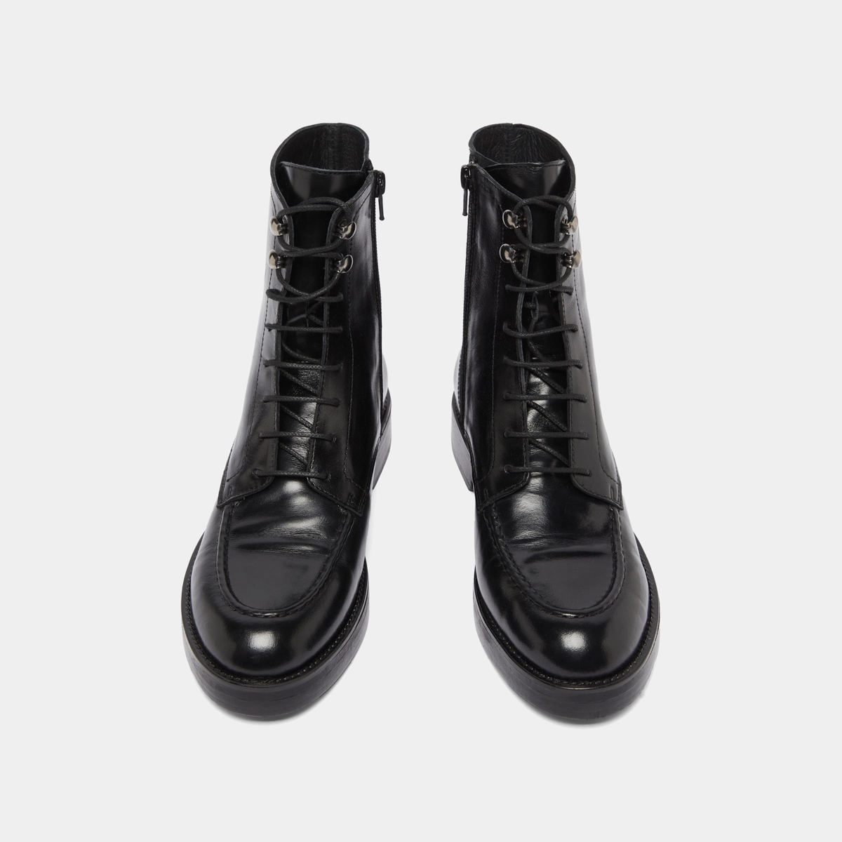 Lowboots with laces in black leather | ALIDA