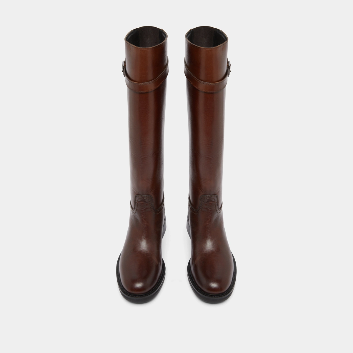 High boots in cognac patinated leather | ROMANE