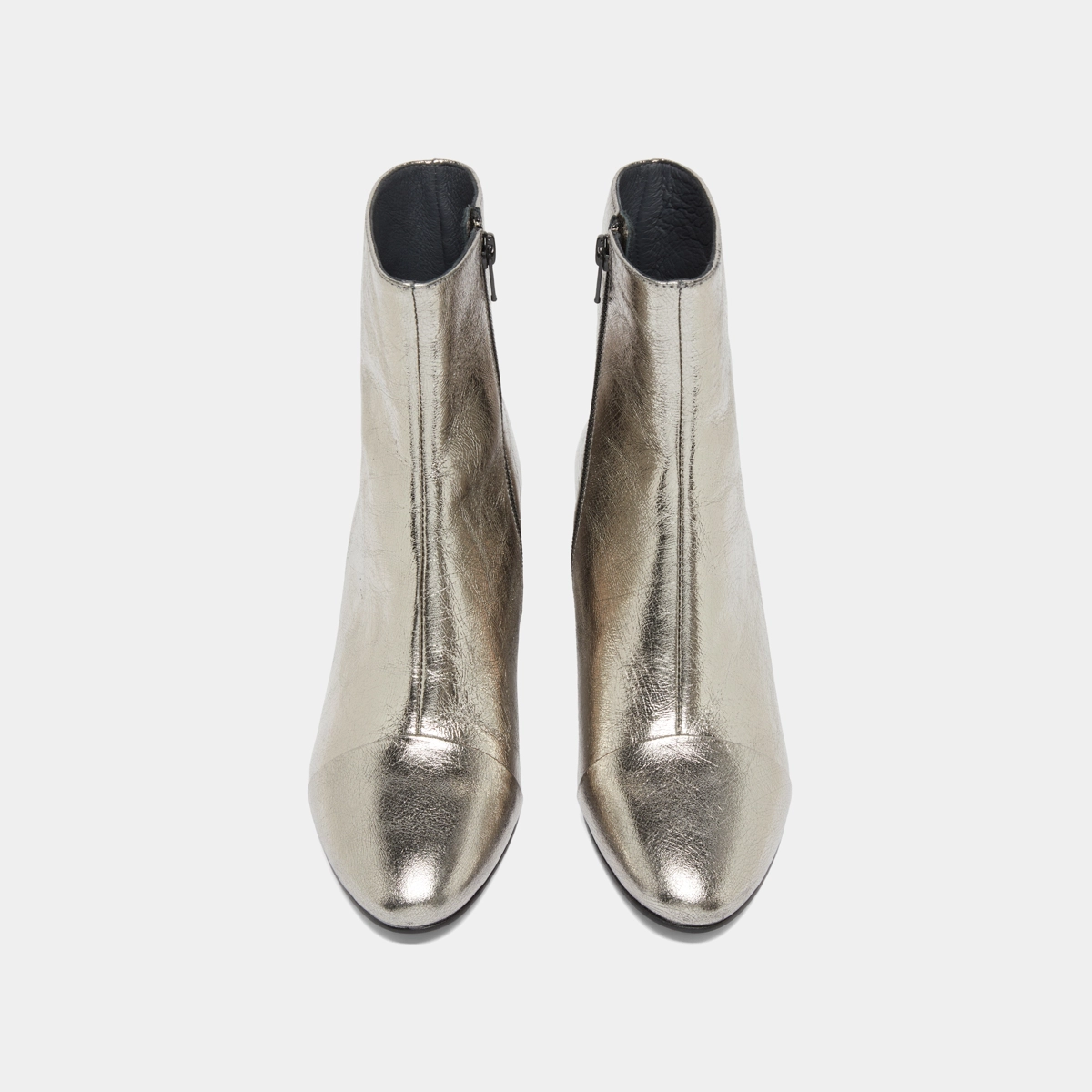 Heeled ankle boots in dark metallic leather | DONIAMA
