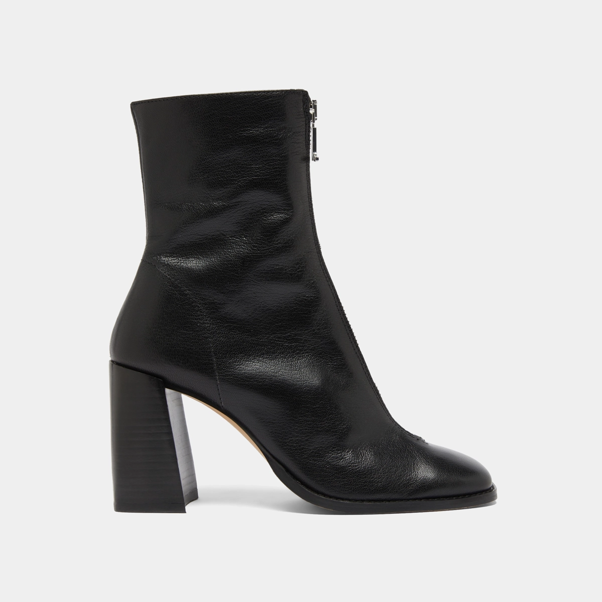 Heeled ankle boots with zip in black leather | VANDANA