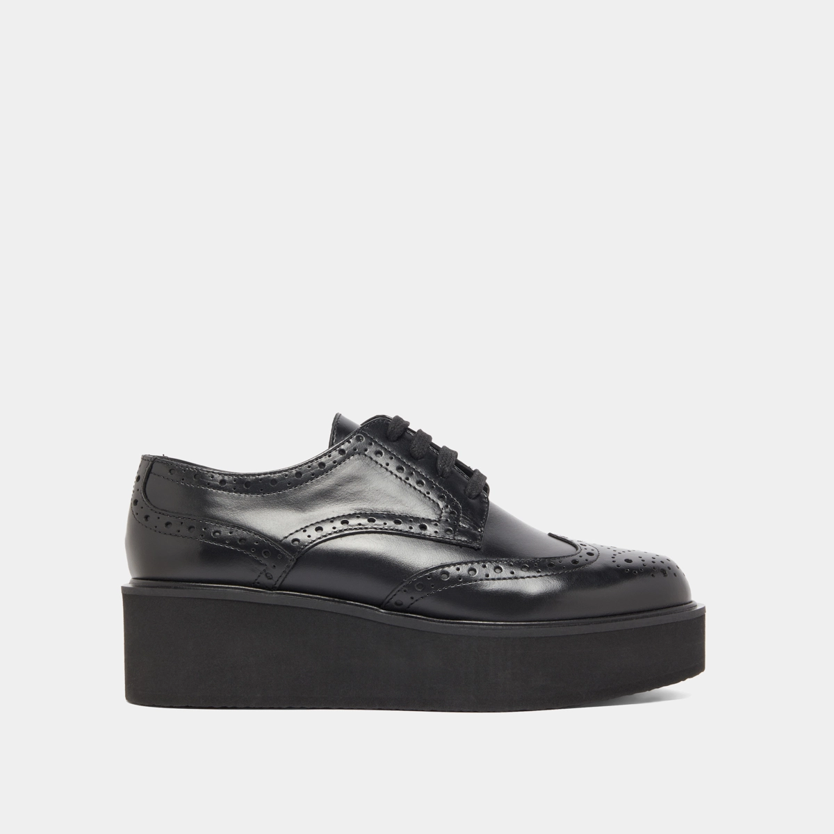 Wedge derbies in black leather | ADRIELLE
