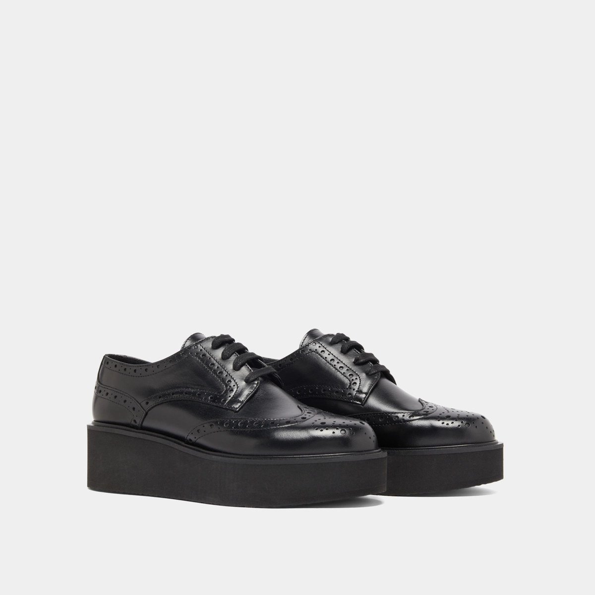 Wedge derbies in black leather | ADRIELLE