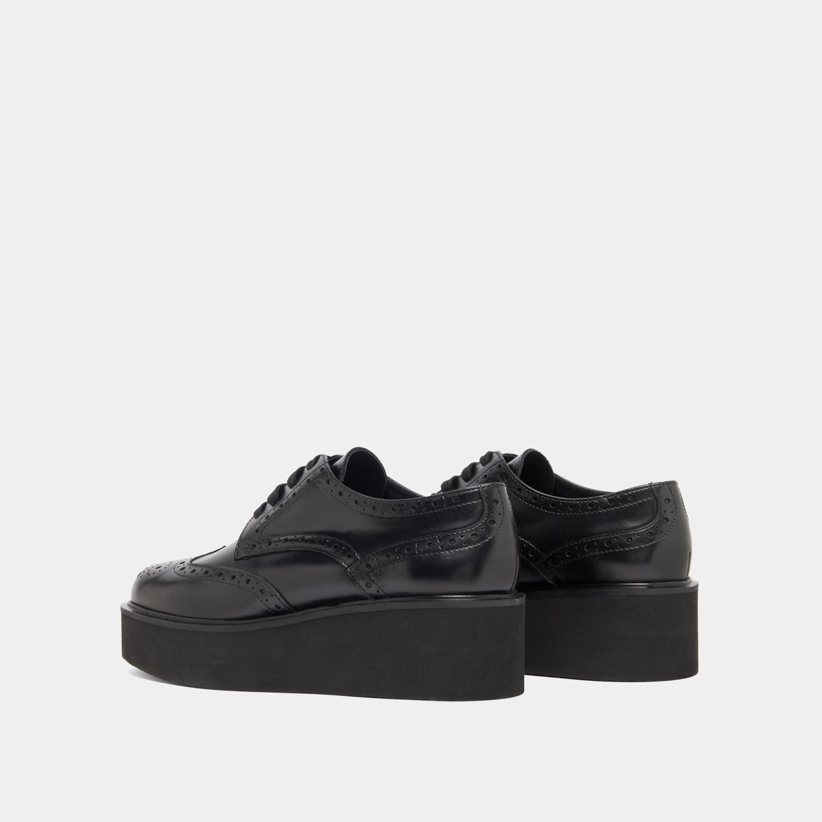 Wedge derbies in black leather | ADRIELLE