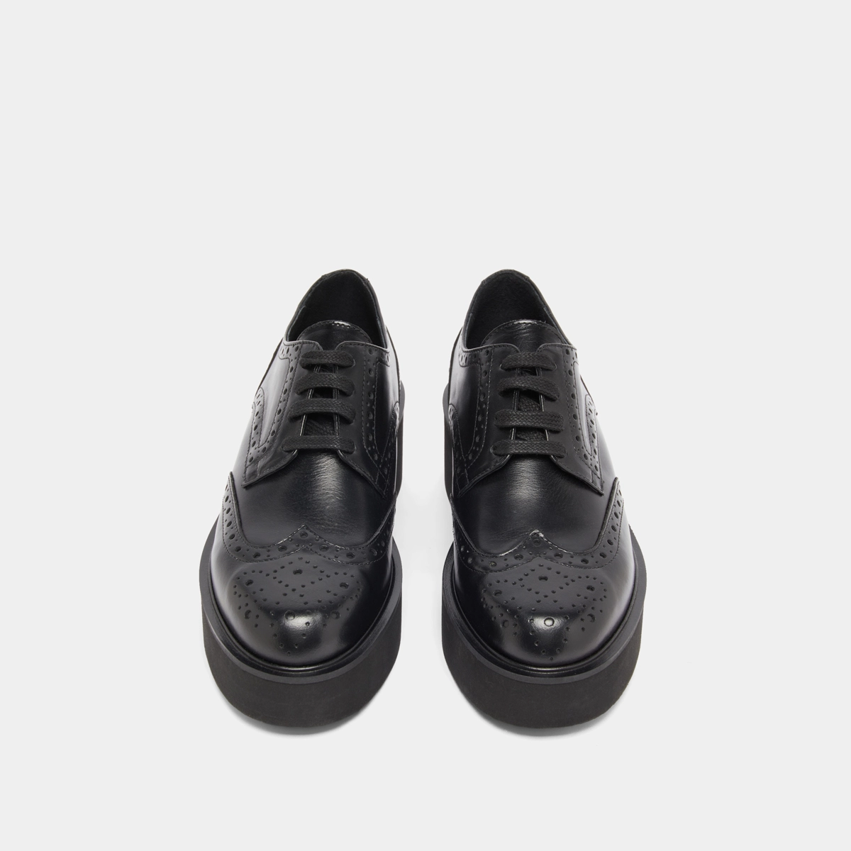 Wedge derbies in black leather | ADRIELLE