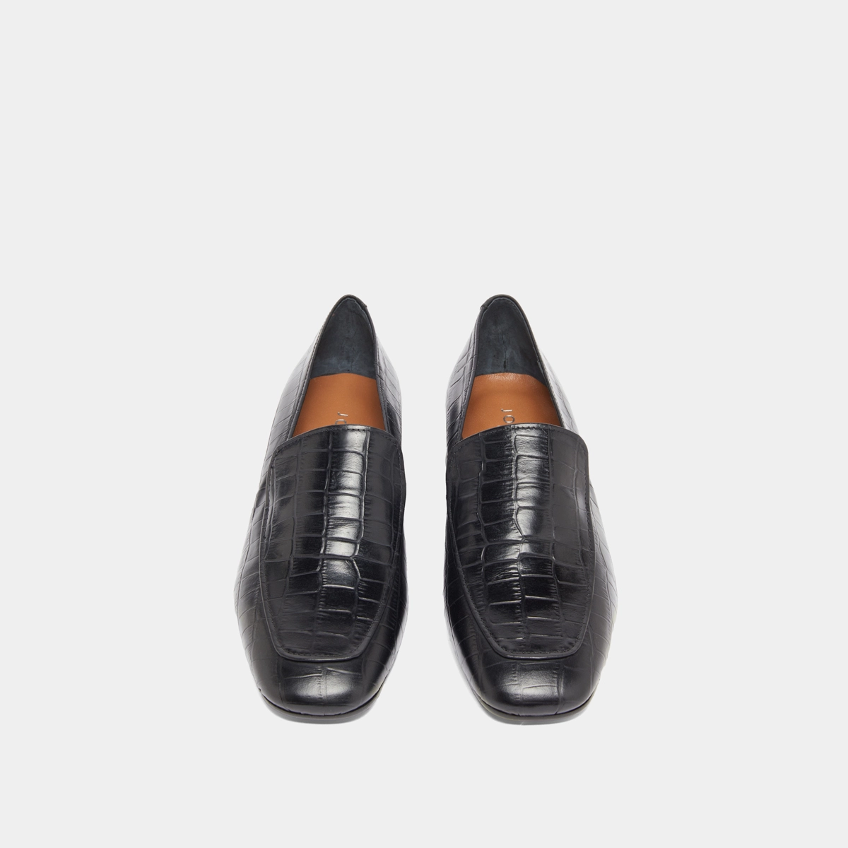 Loafers with rounded toes in black reptile leather | DYNAMIC