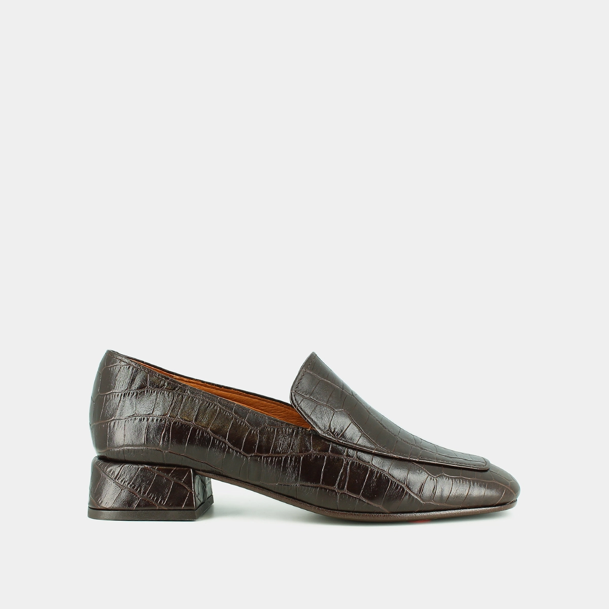 Loafers with rounded toes in brown reptile leather | DYNAMIC