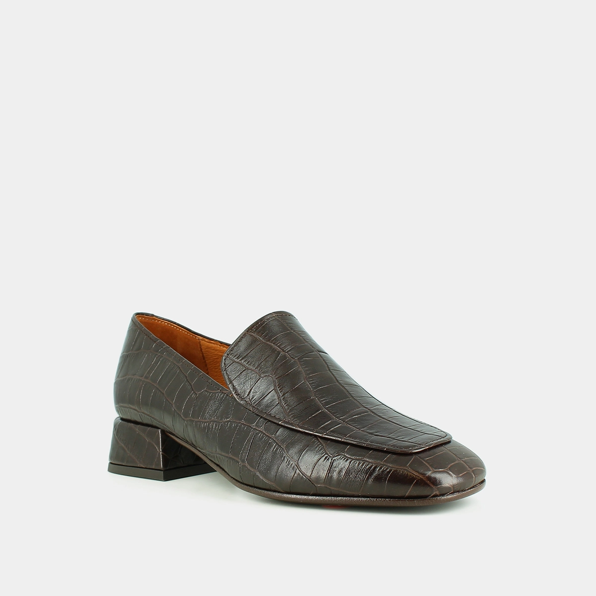 Loafers with rounded toes in brown reptile leather | DYNAMIC