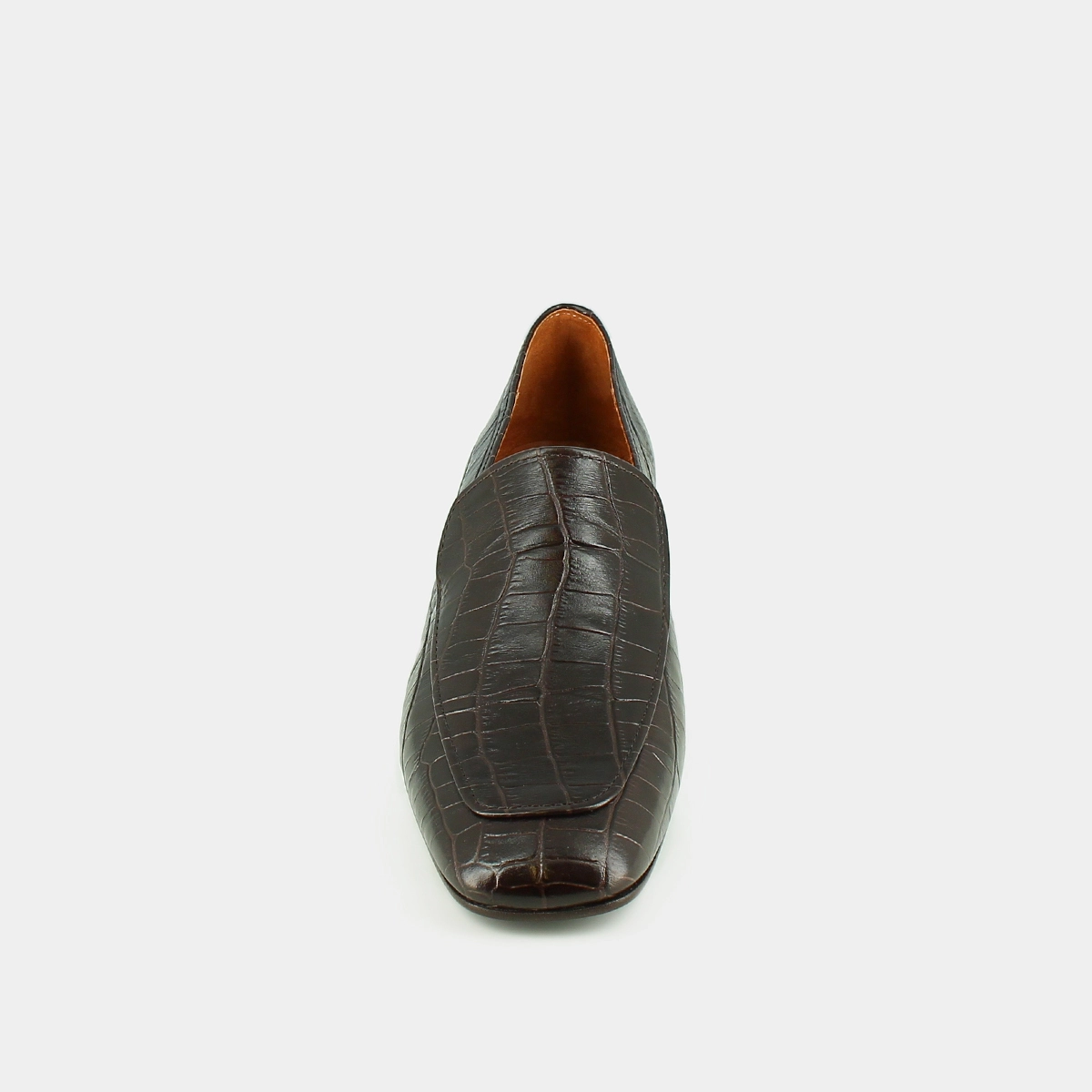 Loafers with rounded toes in brown reptile leather | DYNAMIC