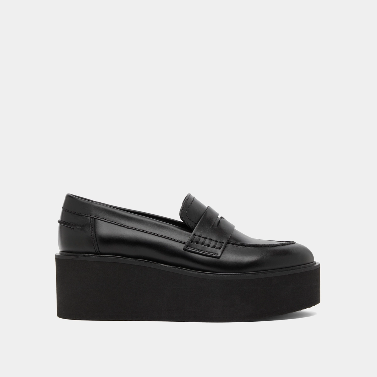 Wedge loafers in black leather | ANJA