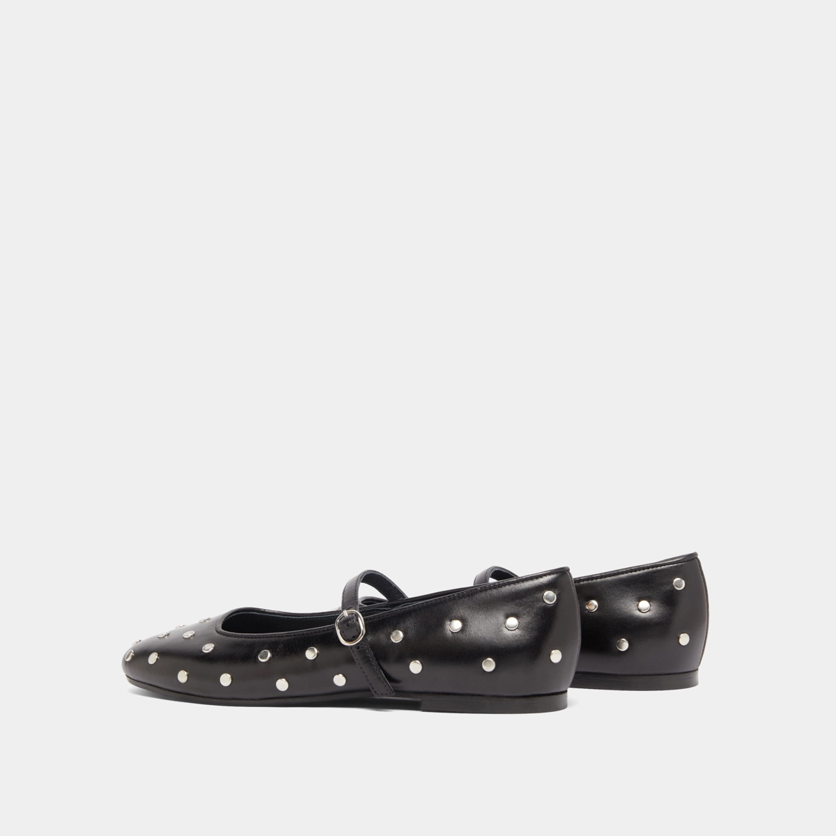 Ballet flats with straps in black leather | DANAELLE