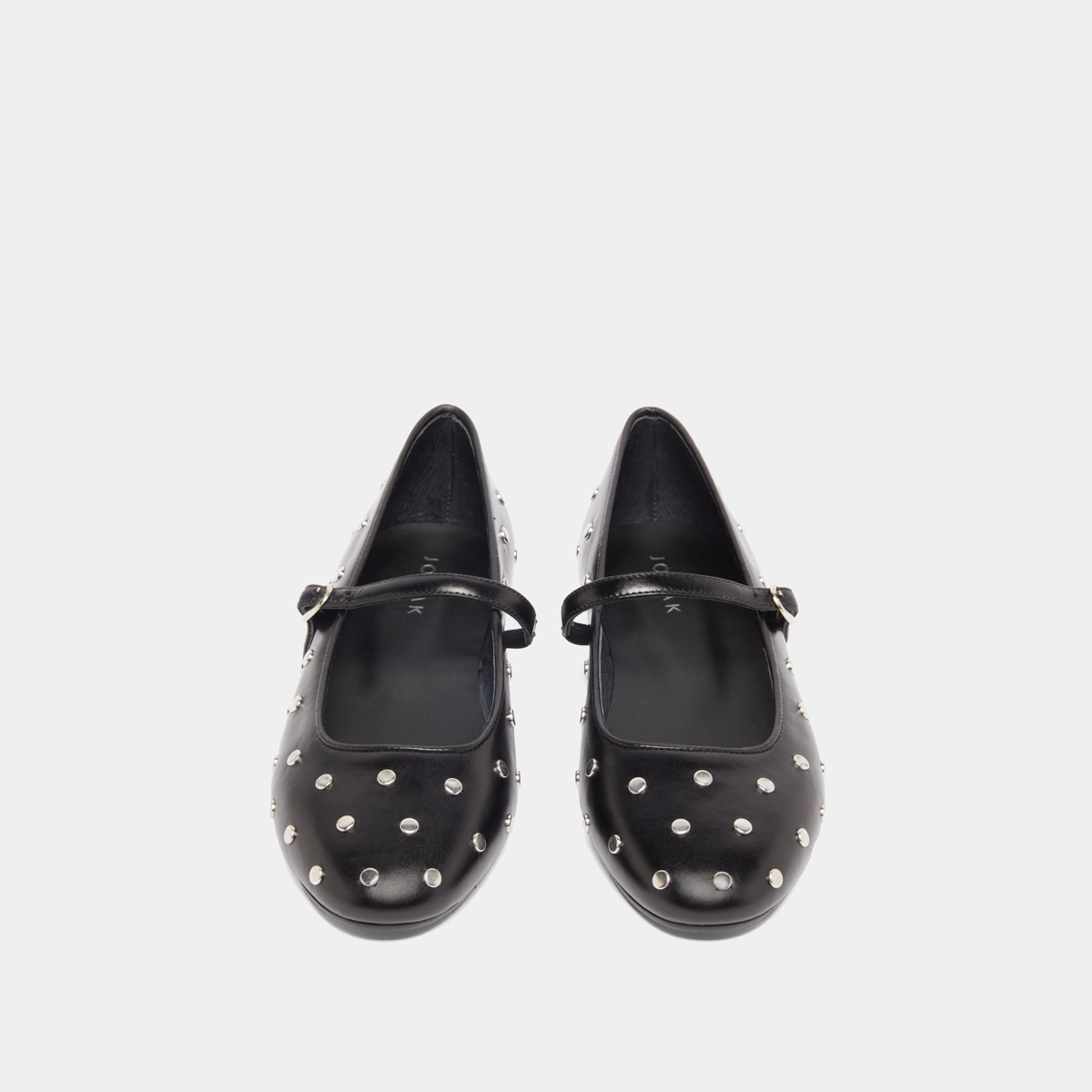 Ballet flats with straps in black leather | DANAELLE