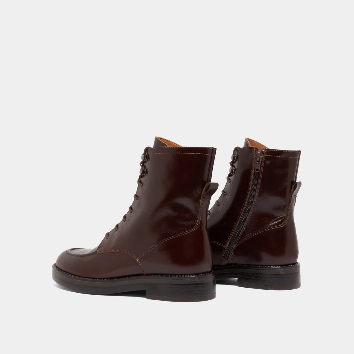 Lace-up lowboots in brown leather | ALIDA