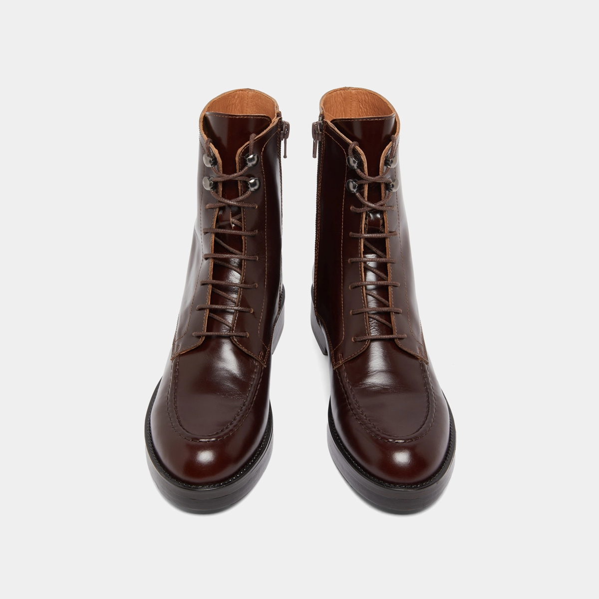 Lace-up lowboots in brown leather | ALIDA