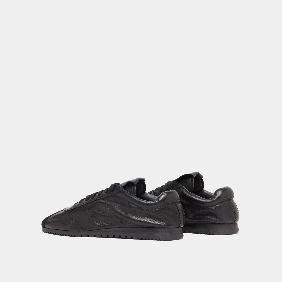 Lace-up sneakers in black suede and black leather | DABON