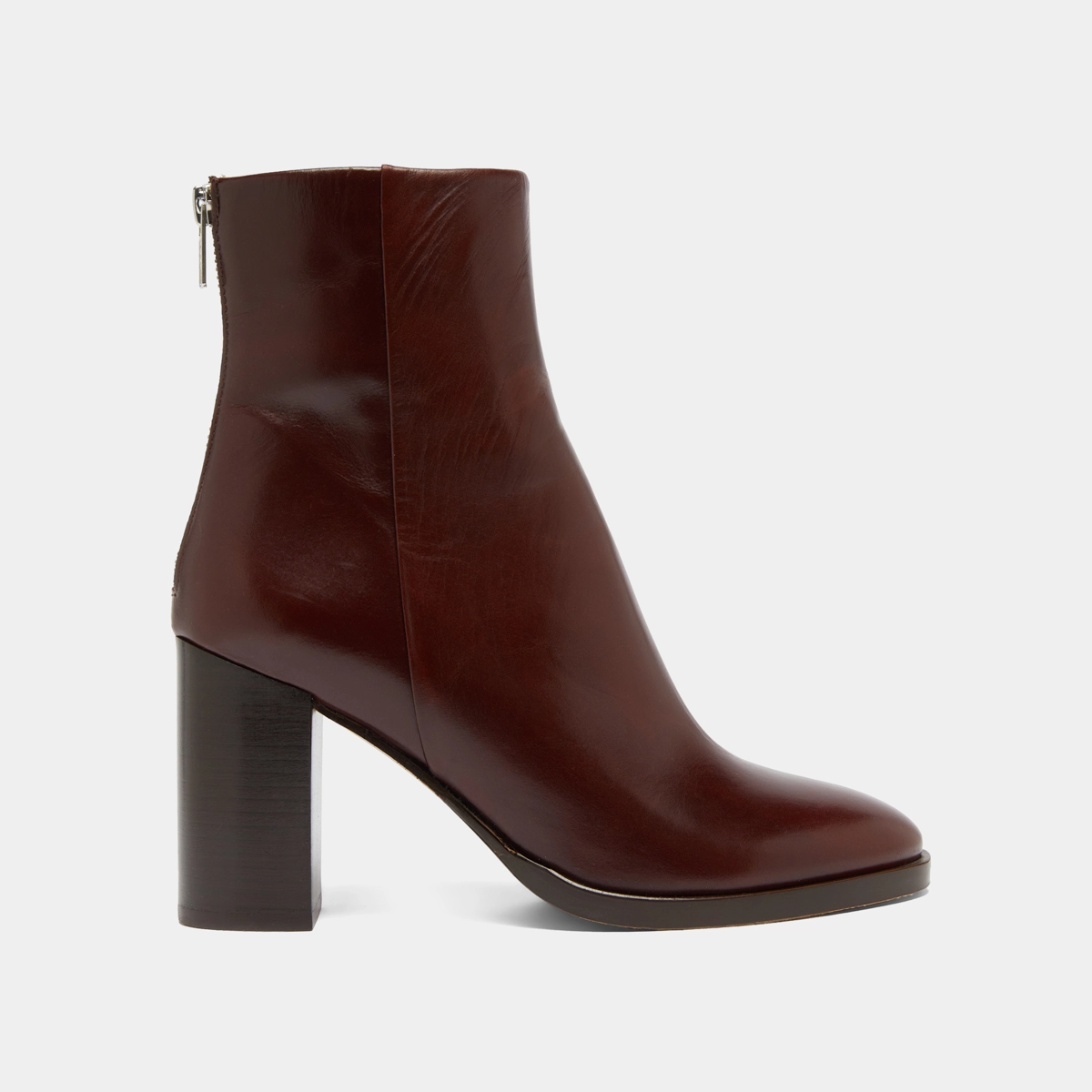 Ankle boots with heels in brown patinated leather | DEEP