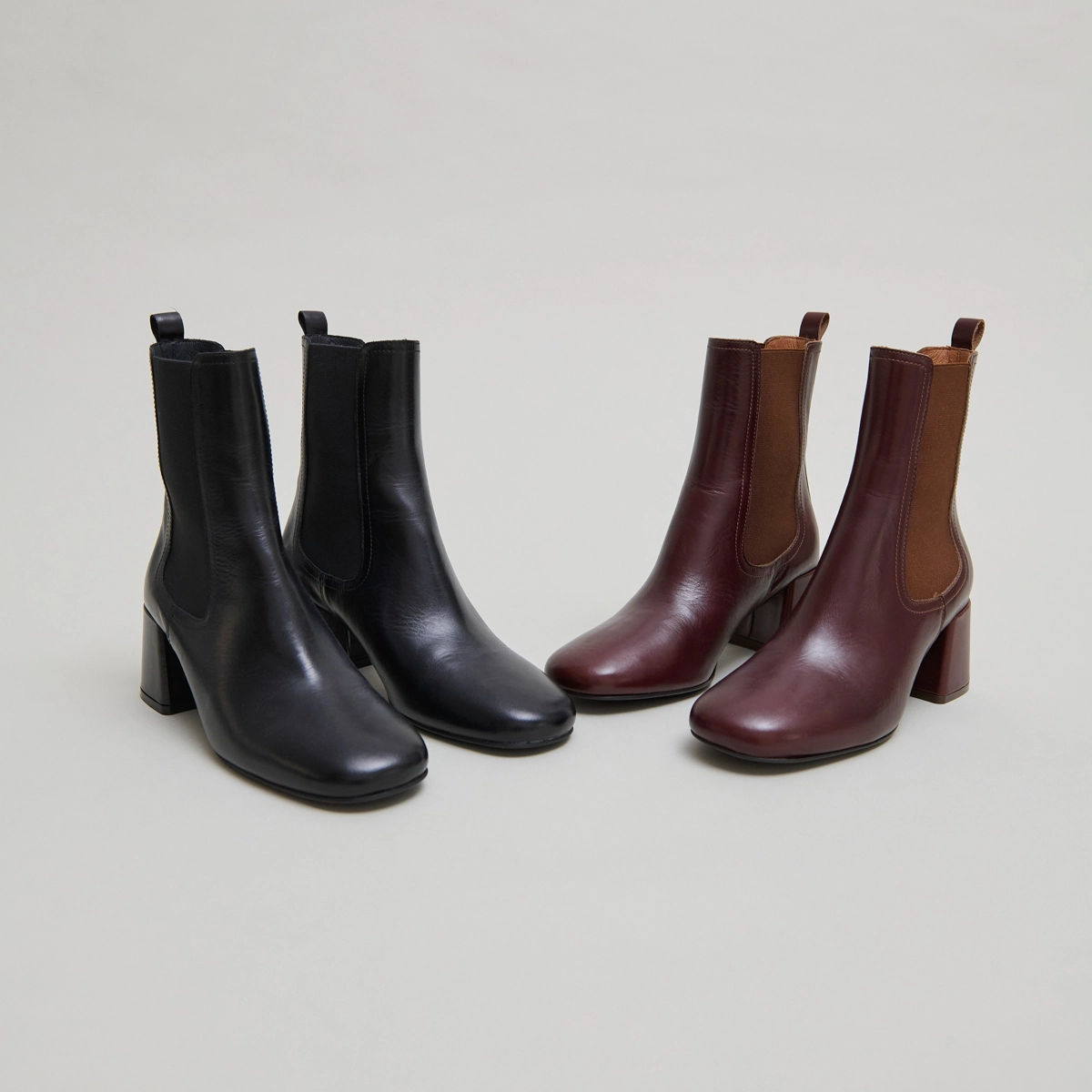 Ankle boots with heels and elastics in brown leather | DENON