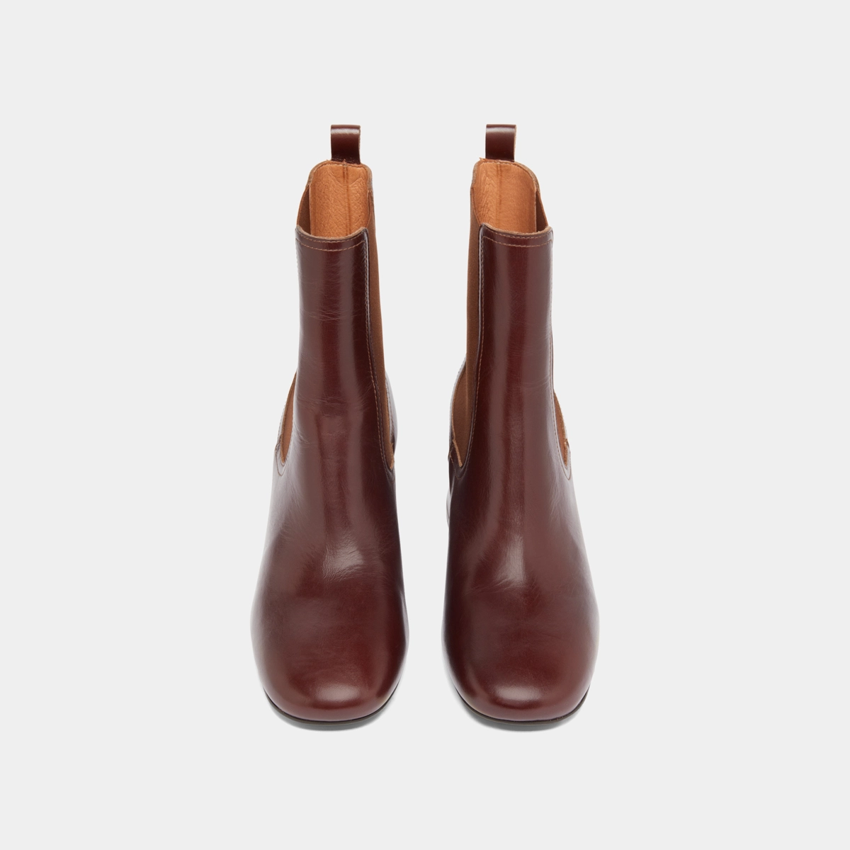 Ankle boots with heels and elastics in brown leather | DENON