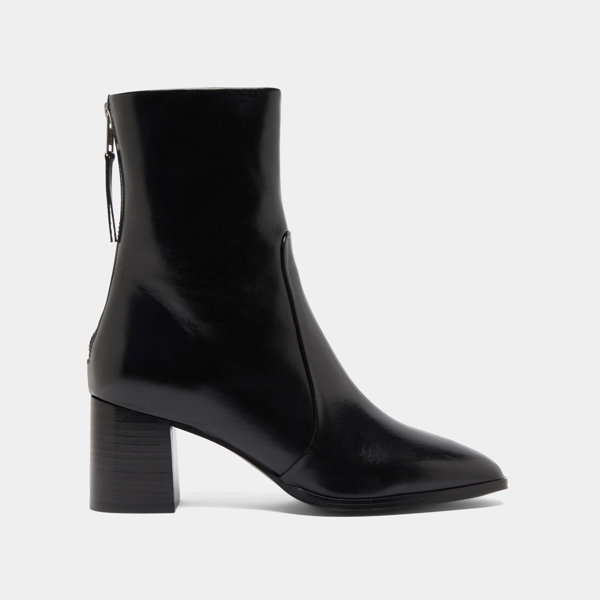 Ankle boots with rear zips in black leather | DETRAS