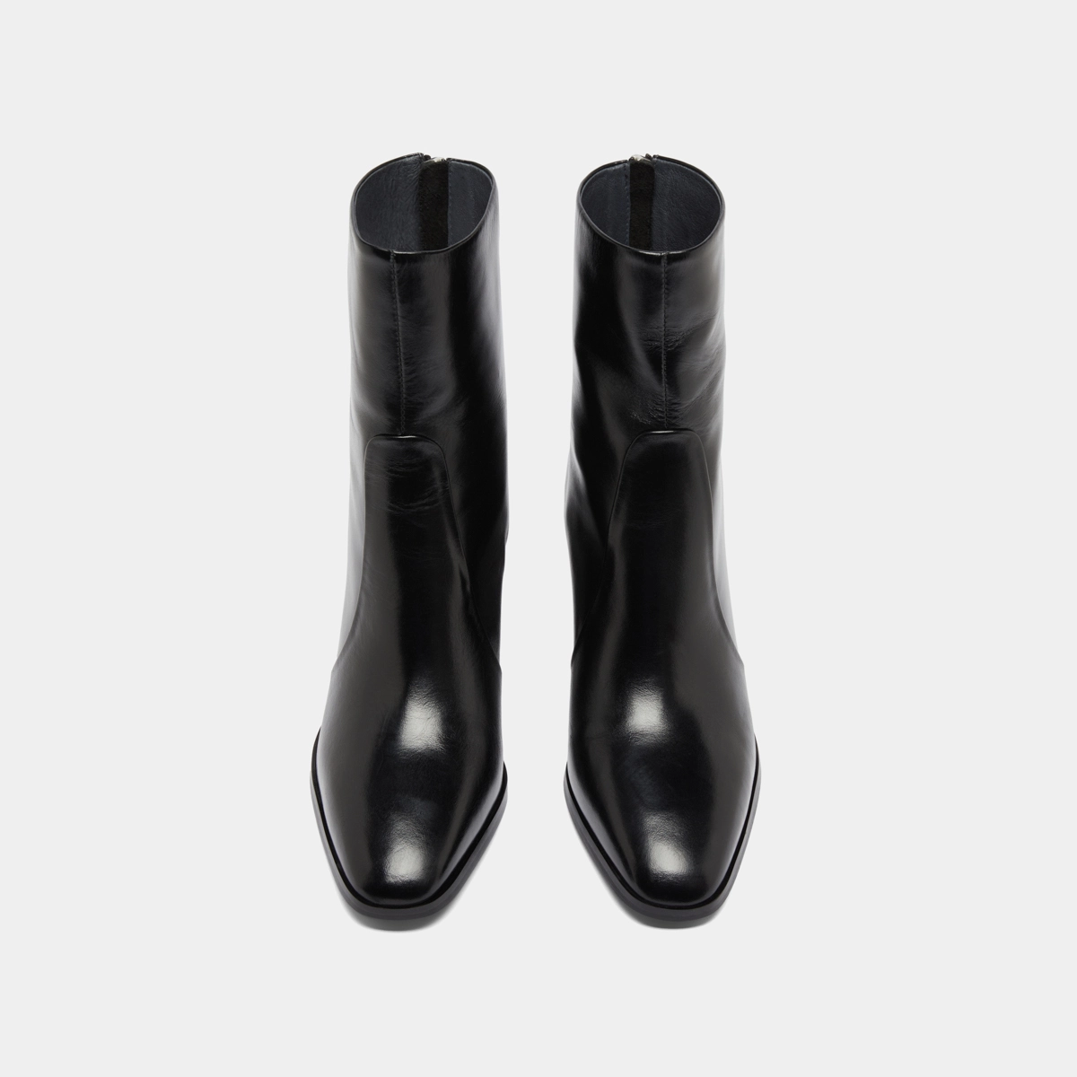 Ankle boots with rear zips in black leather | DETRAS