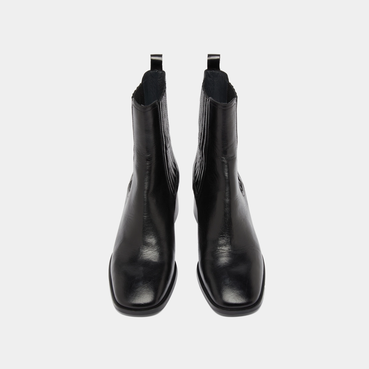 Gathered ankle boots in black leather | DINGO