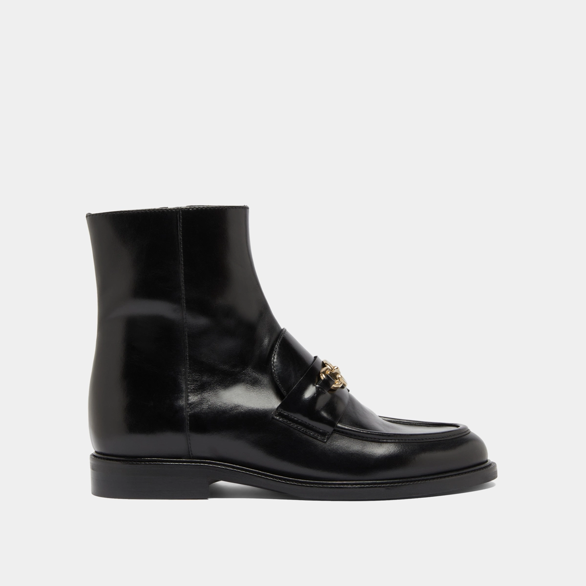 Lowboots with gold bits in black leather | DIVOK