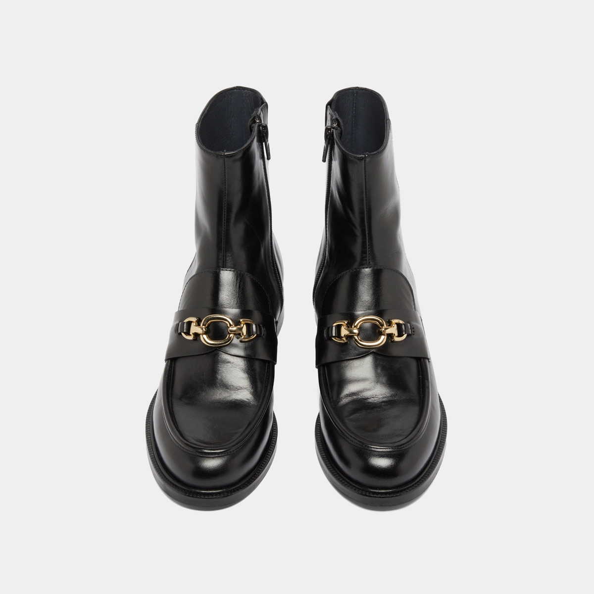 Lowboots with gold bits in black leather | DIVOK