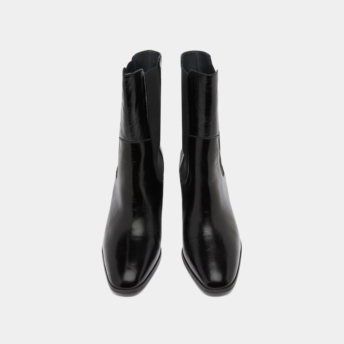 Ankle boots with elastics in black shiny leather | DUCHA