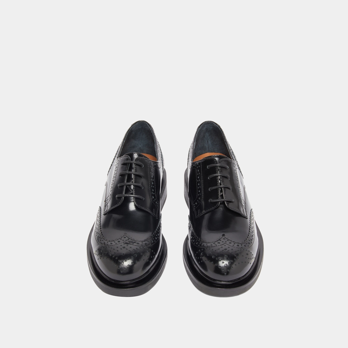 Openwork Derbies in black glazed leather | DUERMO