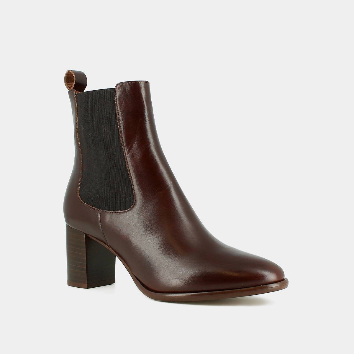 Ankle boots with heels and elastics in brown supple leather | DEVIN