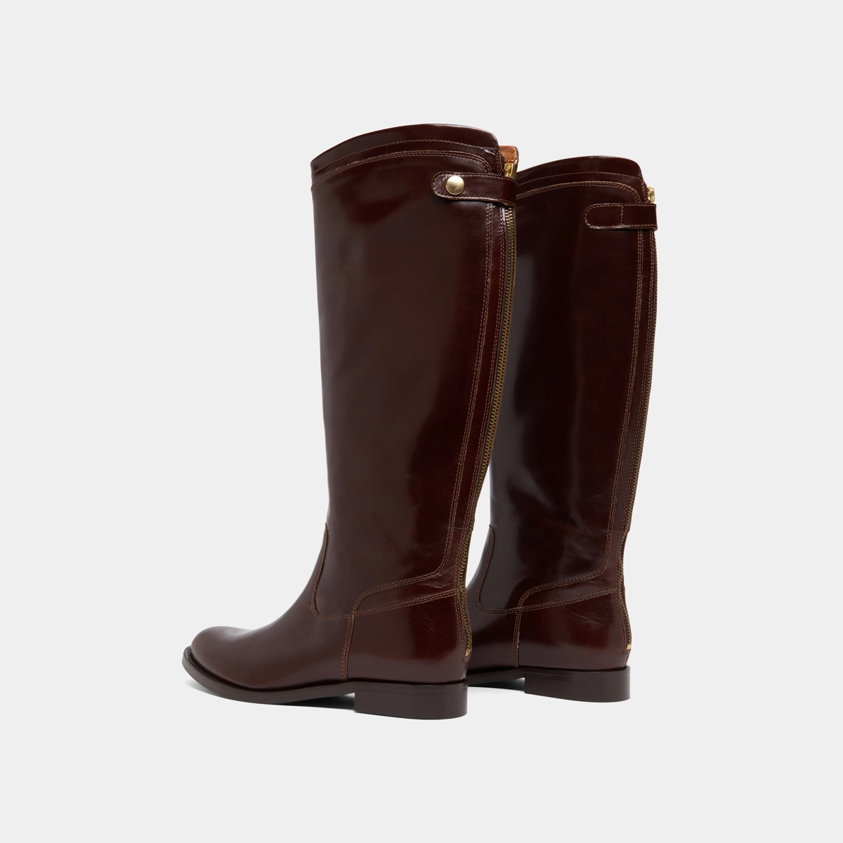 Boots with back zips in brown leather | AUROS