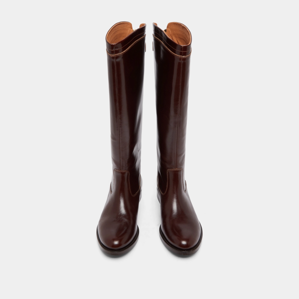 Boots with back zips in brown leather | AUROS