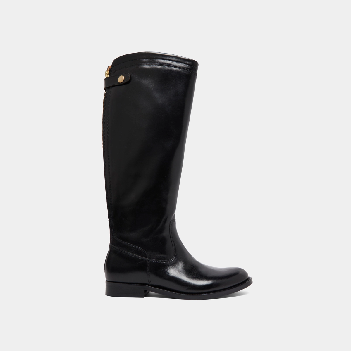 Boots with back zips in black leather | AUROS