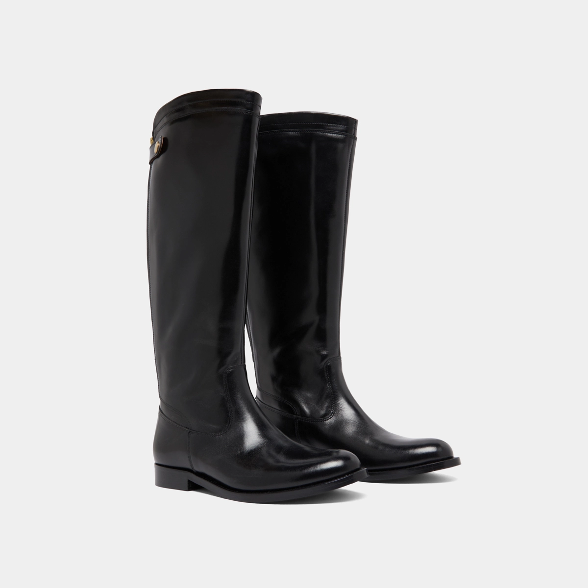 Boots with back zips in black leather | AUROS