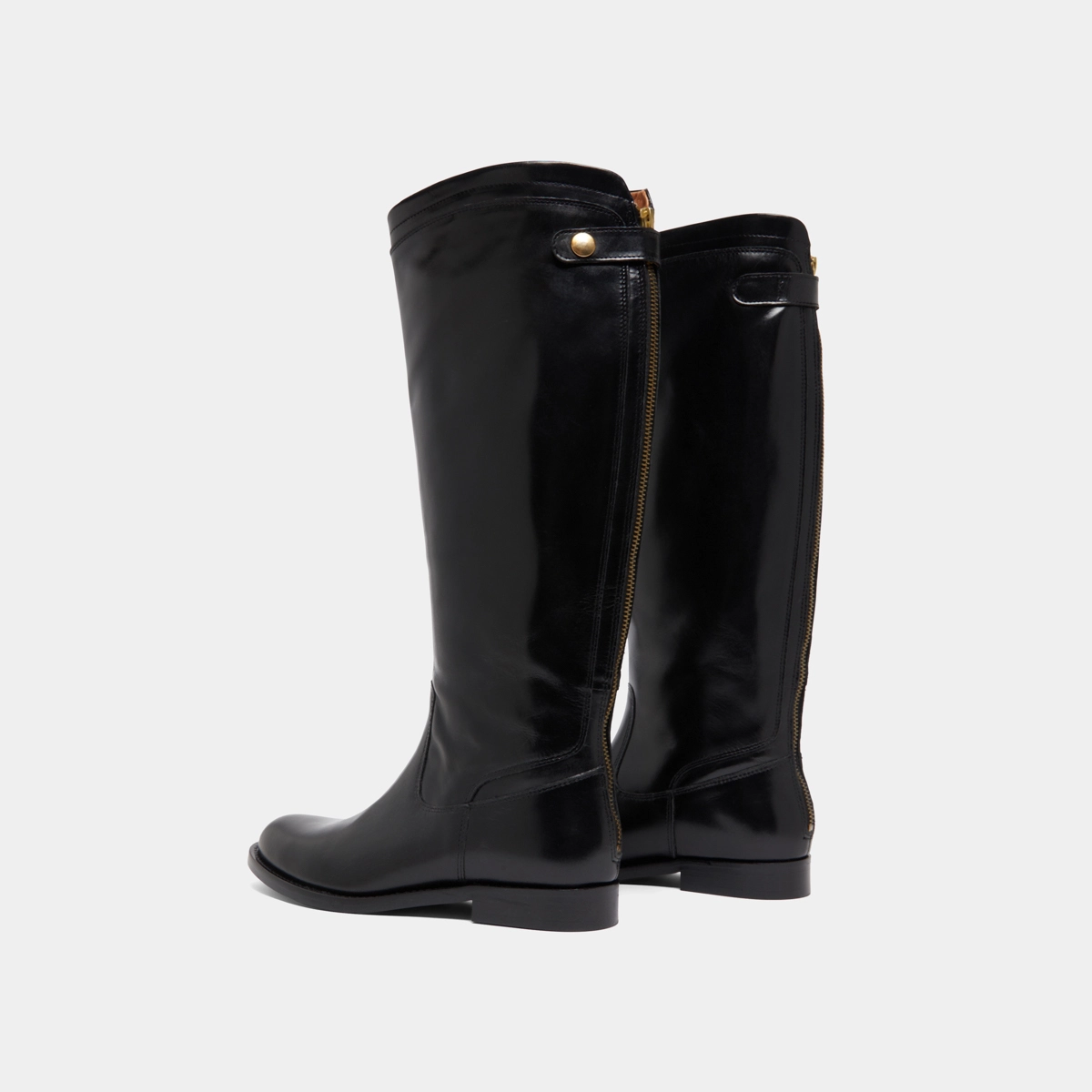 Boots with back zips in black leather | AUROS